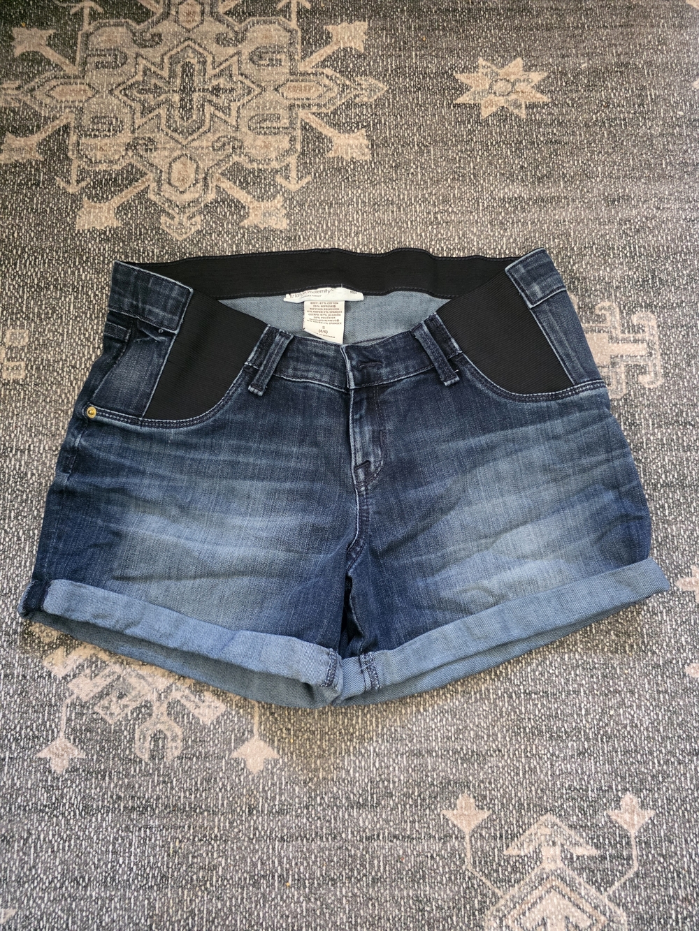 Liz Lange Dark Blue Rolled Hem Maternity Jean Shorts